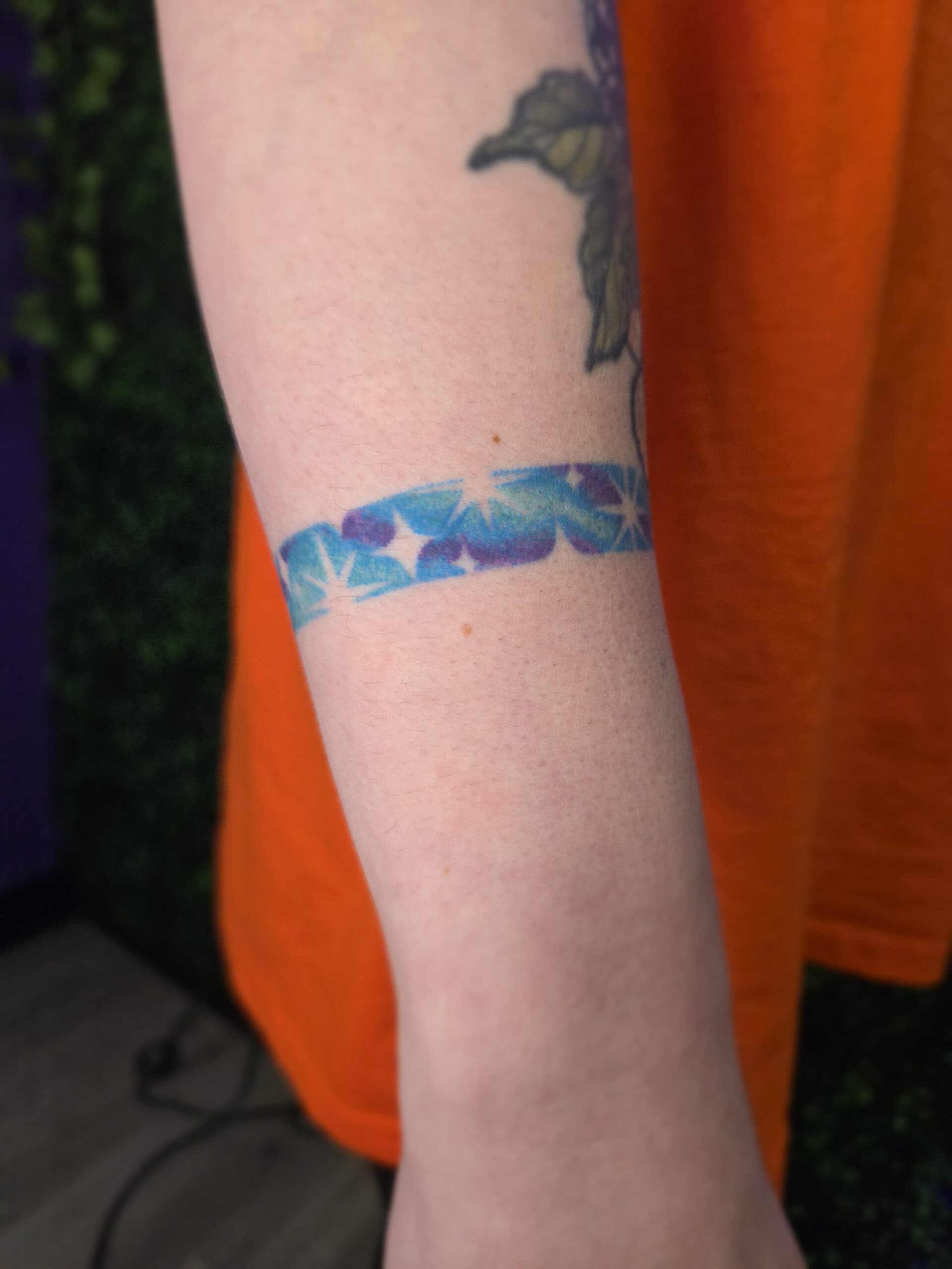 sparkle armband forearm tattoo by Bird, Philadelphia PA